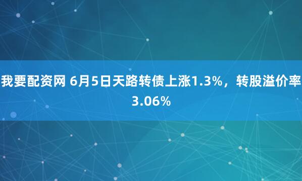 我要配资网 6月5日天路转债上涨1.3%，转股溢价率3.06%